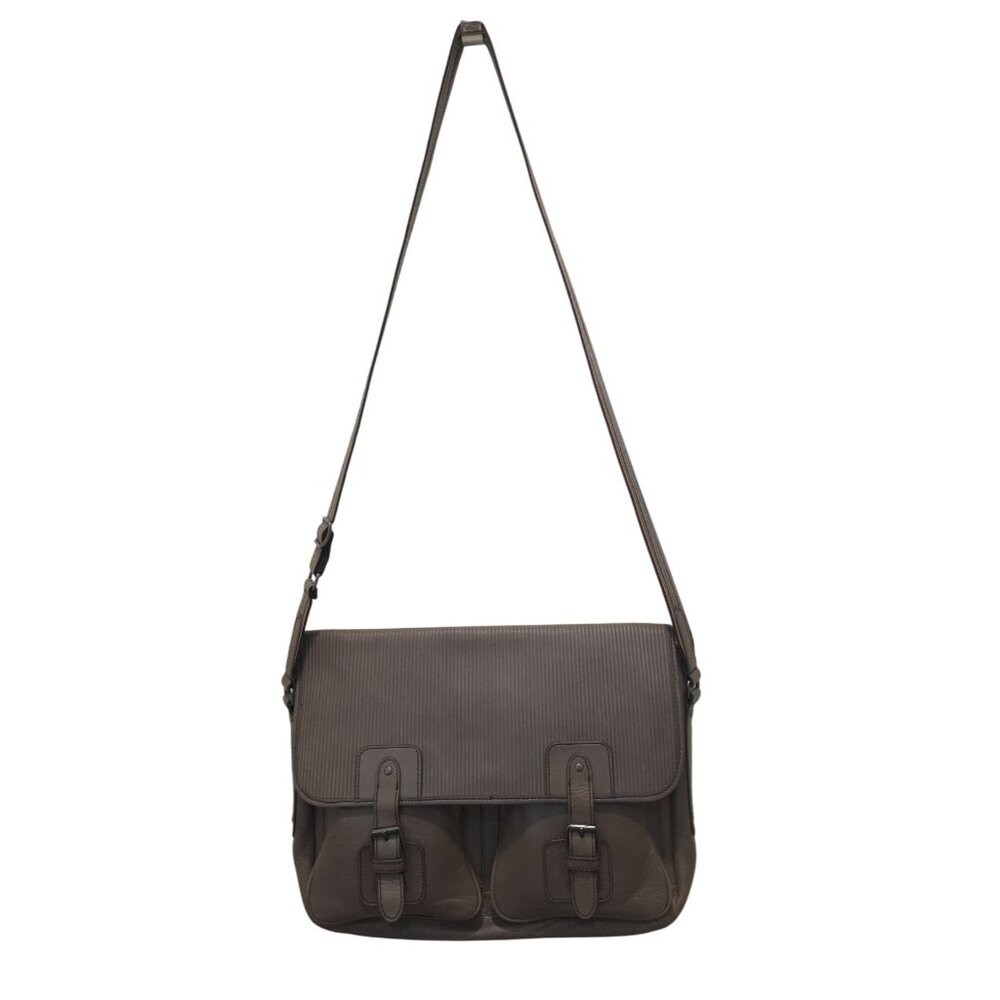 FOSSIL GREENVILLE Gray Leather Travel Courier Messenger Bag - Picture 4 of 11